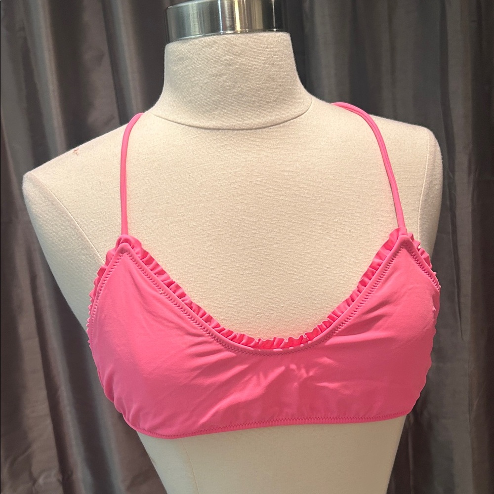 Victoria's Secret Pink Bikini Swim Top with Ruffle Detail